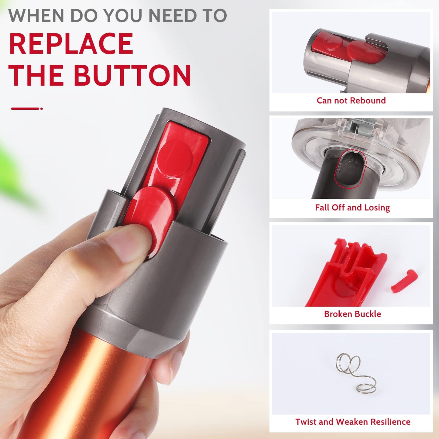 Wand Tube/Cleaner Head Clip Latch Tab Button