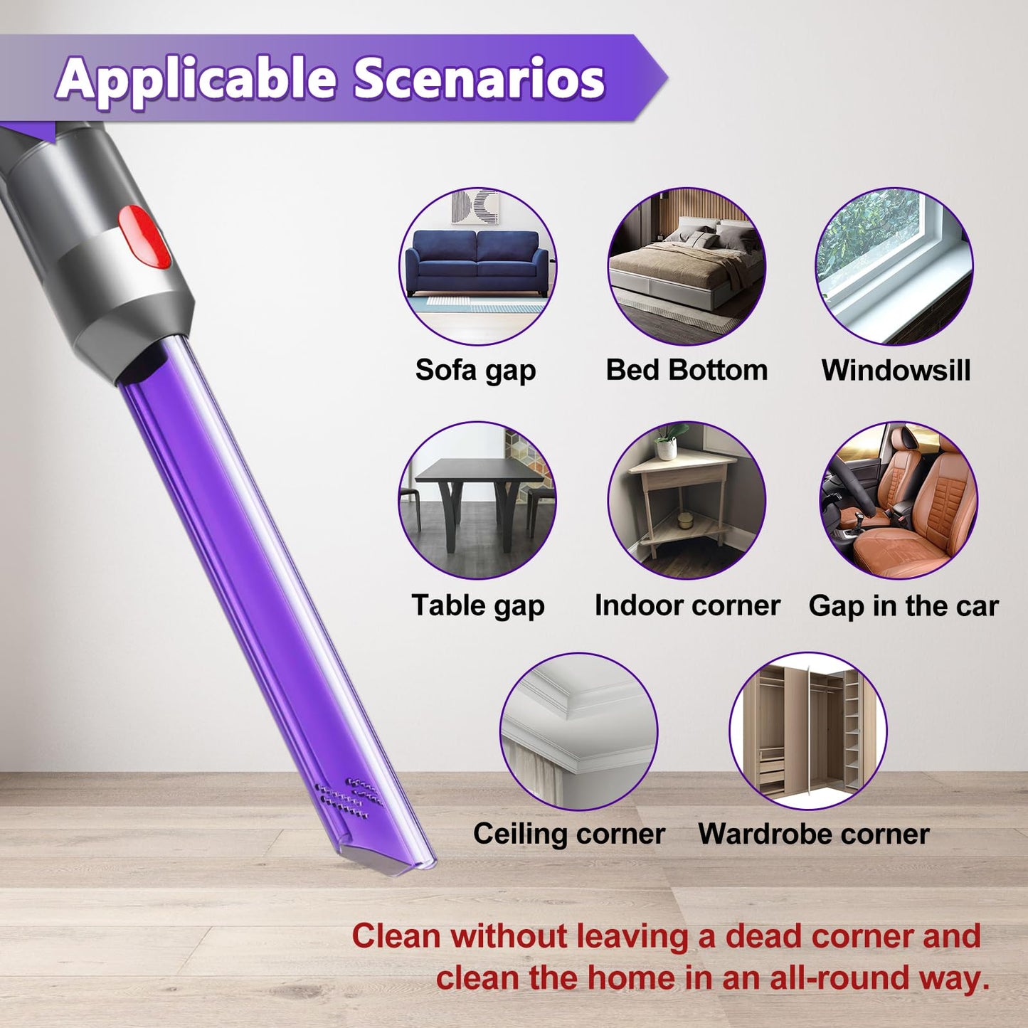 Crevice Tool Nozzle Brush with Led Lights