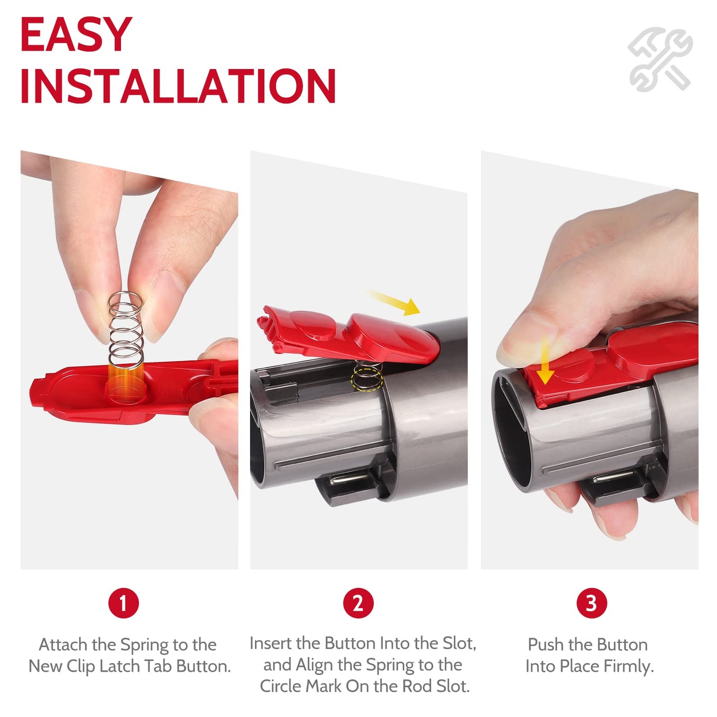 Wand Tube/Cleaner Head Clip Latch Tab Button